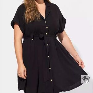 Torrid Black Midi Dress with Button Detail
